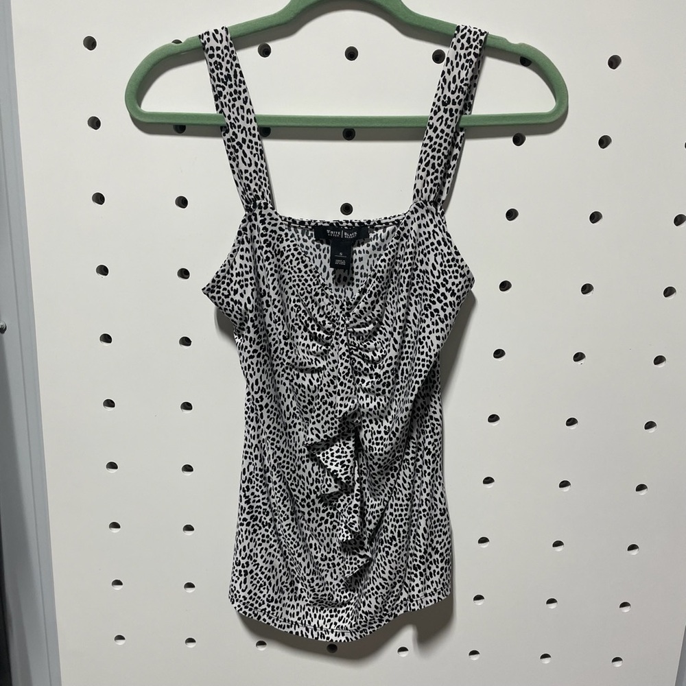 White House Black Market Black and White Leopard Print Women's Tank Top Size S